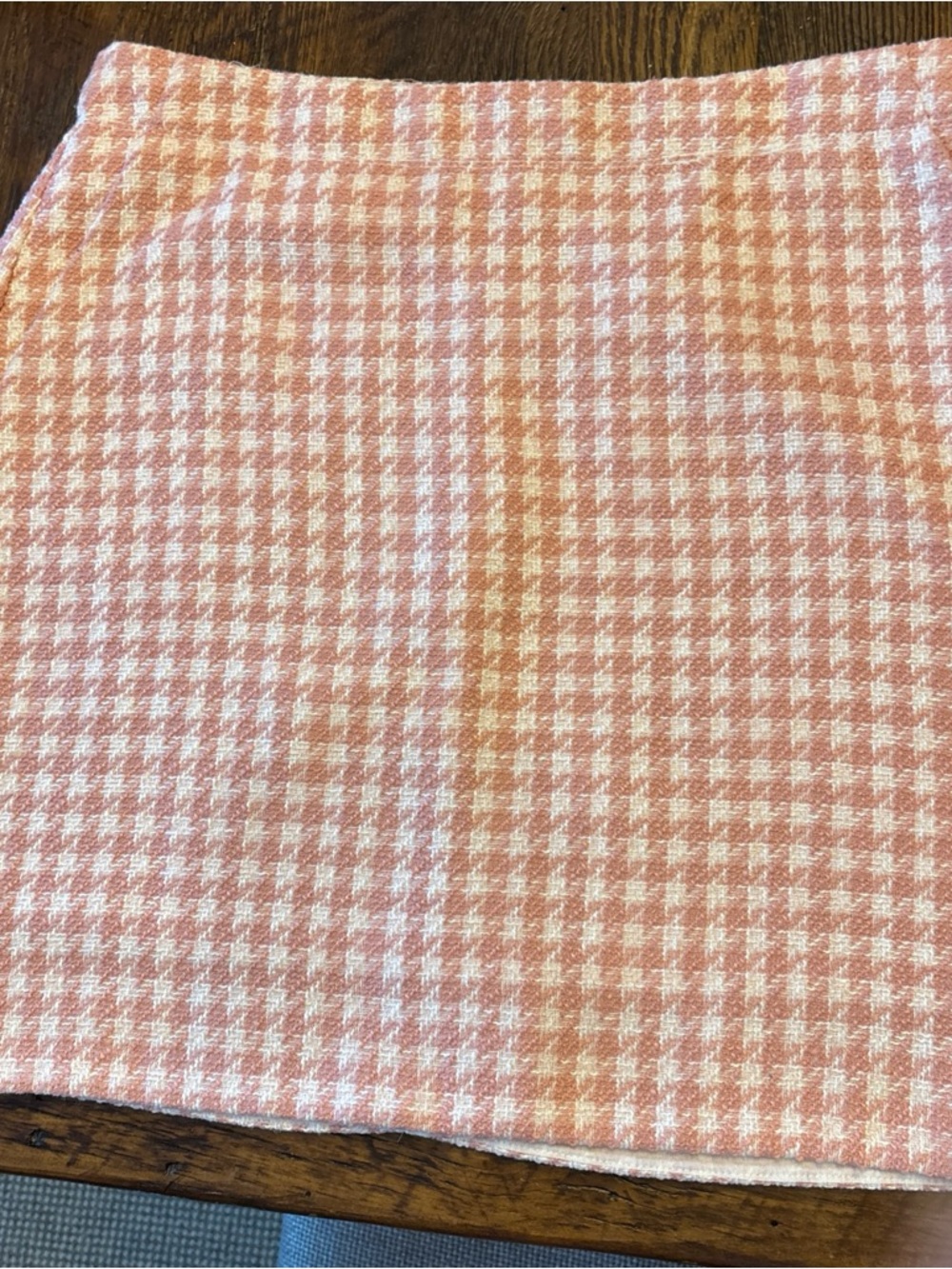 LOFT Pink & White Houndstooth Mini Skirt